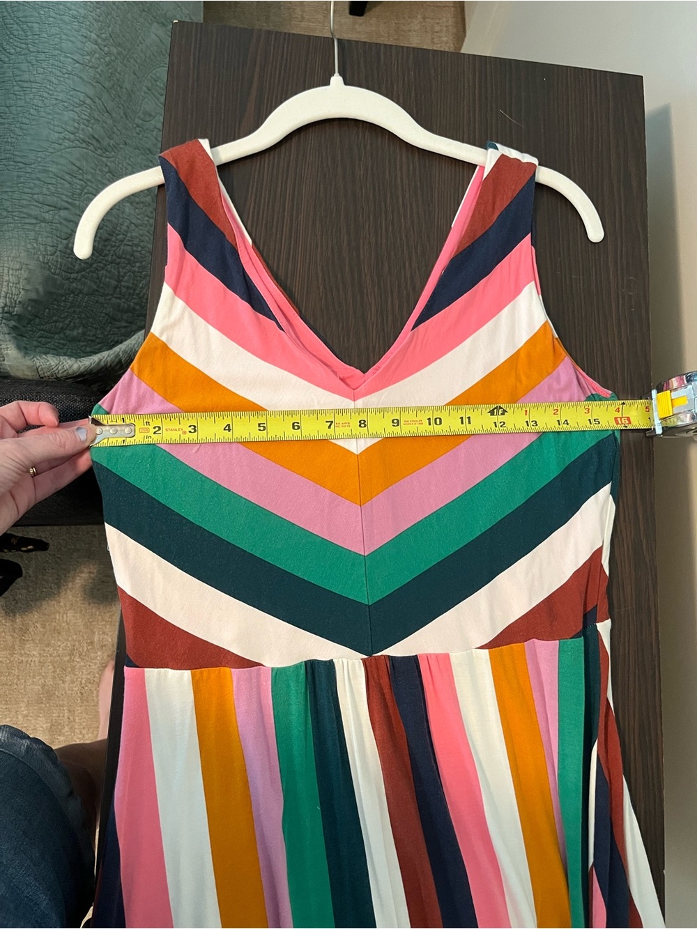 Boden Multi-Color Striped Maxi V-Neck Sleeveless Dress | Size 6 - Picture 5 of 6